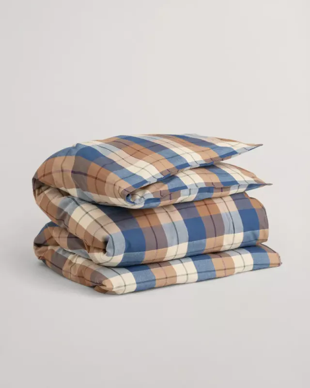 Enkeltdynetrekk i Flanell med Ruter  Deep Blue(140x220)